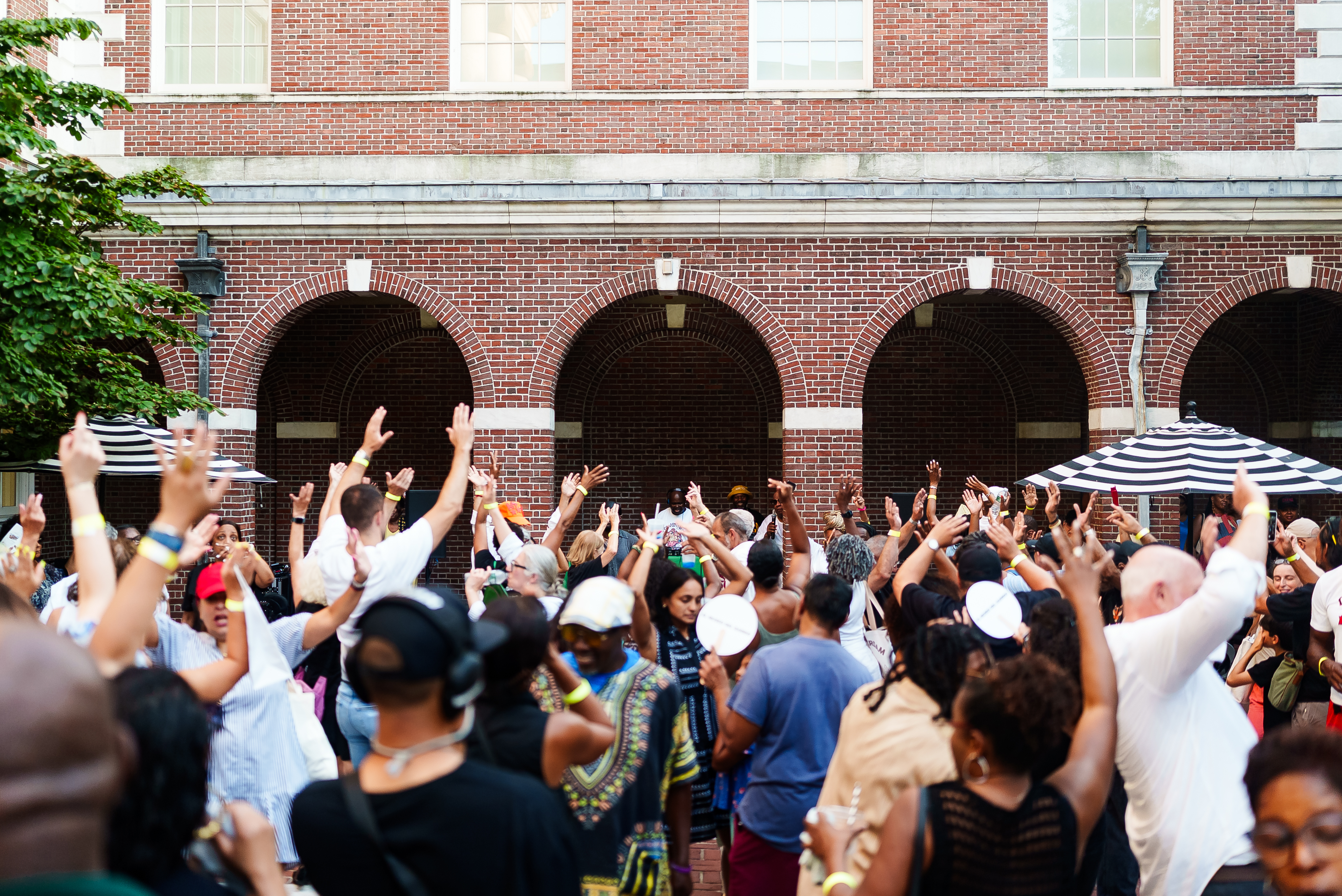 People dancing outside of the Museum of the City of New York 